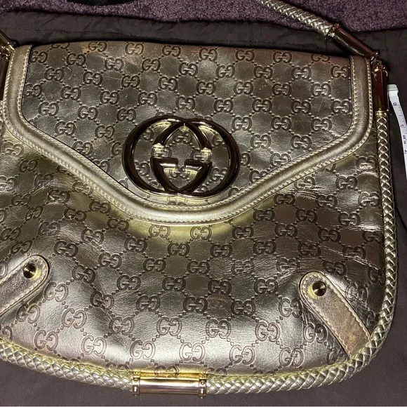 Gucci Britt Tassel Flap Bag Guccissima Metallic Gold w Tassel, dust bag and box - Picture 7 of 16